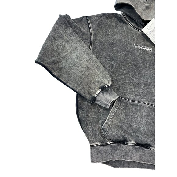 Die Authentic Distressed Die Washed Gray embroided Hoodie Sweatshirt L SKU 9333 - Picture 2 of 15